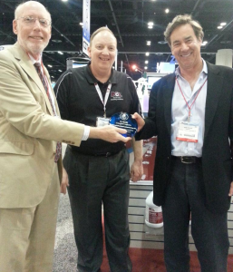 Green Seal President and CEO Arthur Weissman (left), NCL Vice-President of Sales and Marketing Bill Smith (center), and NCL President/CEO Harry Pollack (right) at ISSA-INTERCLEAN in Orlando, Florida (11/25/2014)